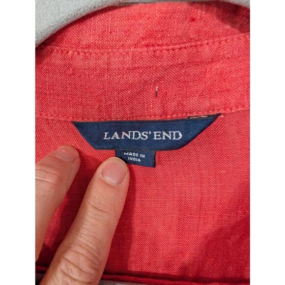 Lands' End Linen Button up Shirt women's Large 14-16 coral flowy beachy - Picture 3 of 7